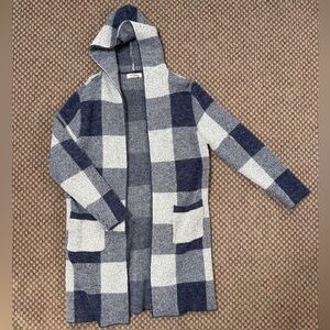 Plaid Hooded Cardigan